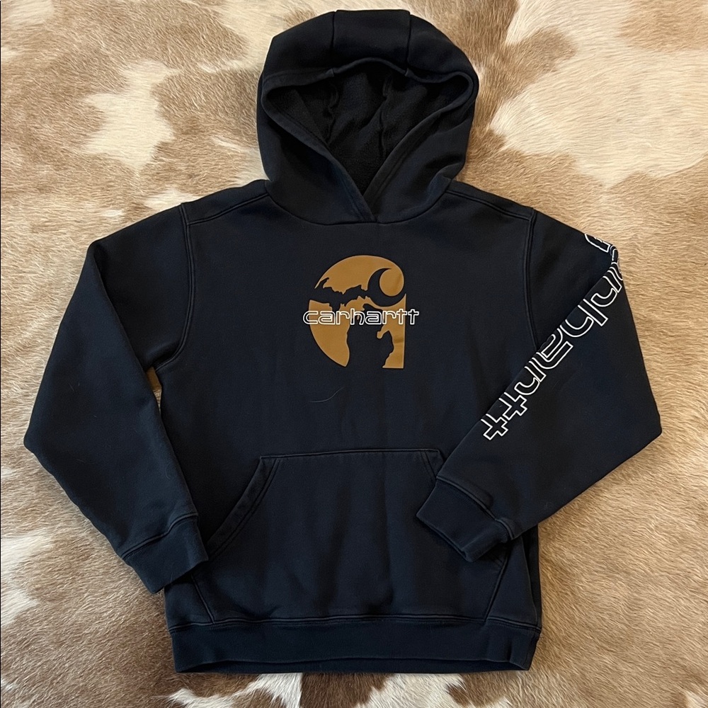 Carhartt Black and Brown Logo Hoodie